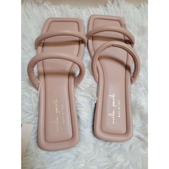 Mila Paoli Made in Italy Square Toe Blush Sandals Size 7.5 / 38 New - Picture 3 of 6